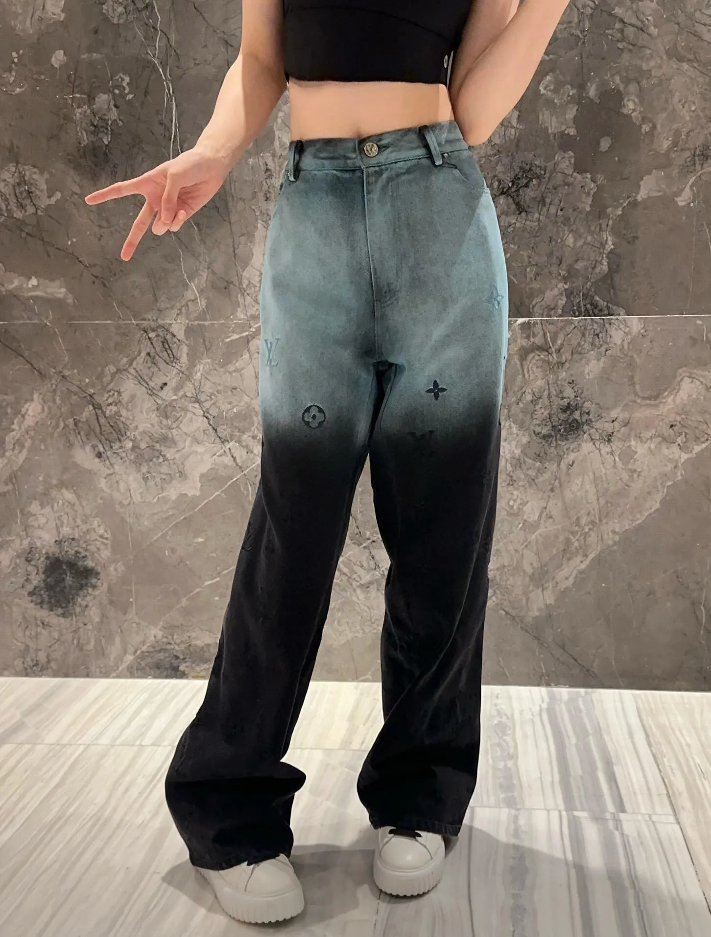 Louis Vuitton/Louis Vuitton Louis Vuitton presbyopic gradient embroidered jeans